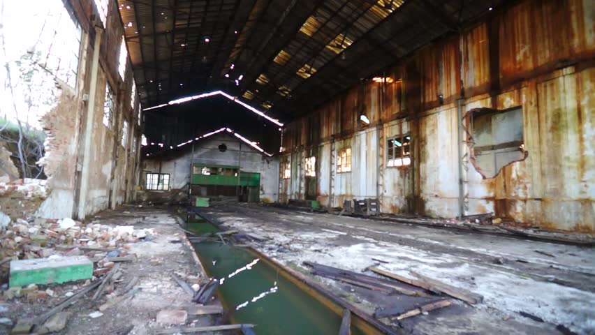 Deserted factory, Interior of old mine of Tharsis, Andalusia, Spain
