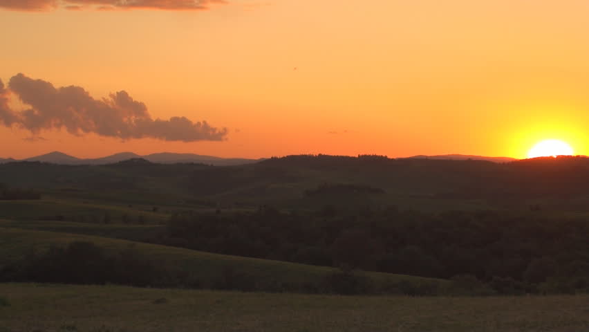 Sunset in the province of Siena in Tuscany, Italy