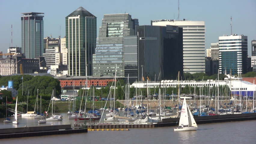 Feb 11, 2009: Cityscape of Buenos Aires, Argentina, from a ferry to Colonia, Uruguay. Ship cruises to Uruguay are very popular among both Argentine and foreign visitors.