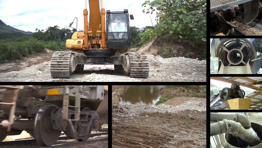 A collage of different processes in the earth moving and heavy industrial construction industry.
