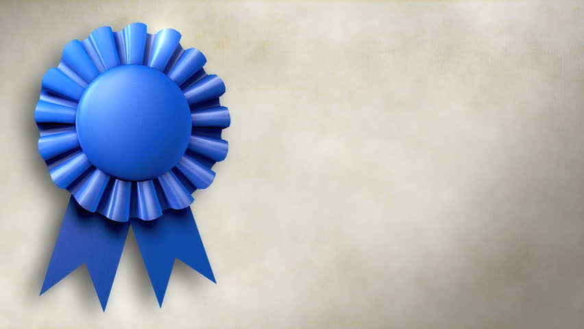 Blue Ribbon.  Parchment paper animated background with a blue ribbon. Tails on the blue ribbon blow gently. Wonderful for a title screen. Add text over the blue ribbon to indicate a specific award.
