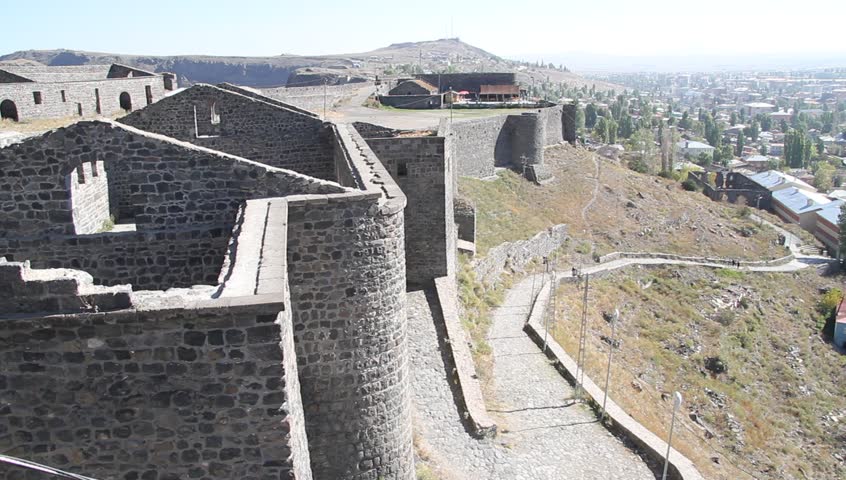 Wall of fortress in Kars, Turkey