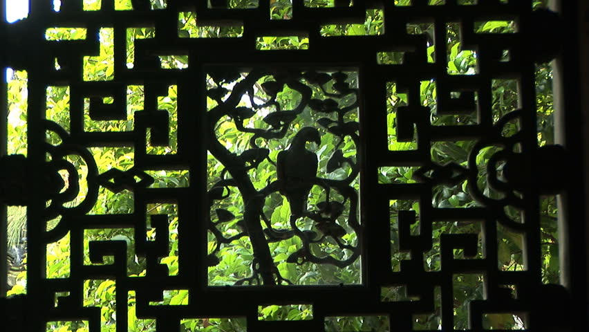 Carved wall in the Yuyuan Garden, Shanghai, China, zoom in 