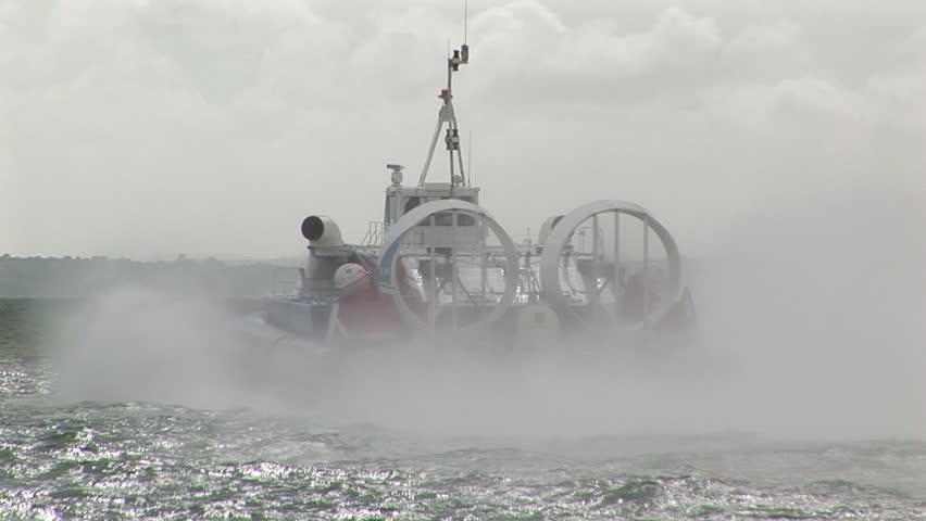 Hovercraft departing in the Solent at Portsmouth, UK
