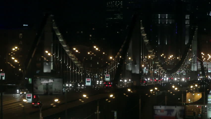 Â Traffic on the bridge. Crimean bridge in Moscow