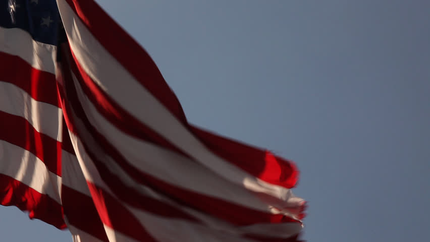 Elegant Nylon Slow Motion American Flag Waving the Wind.