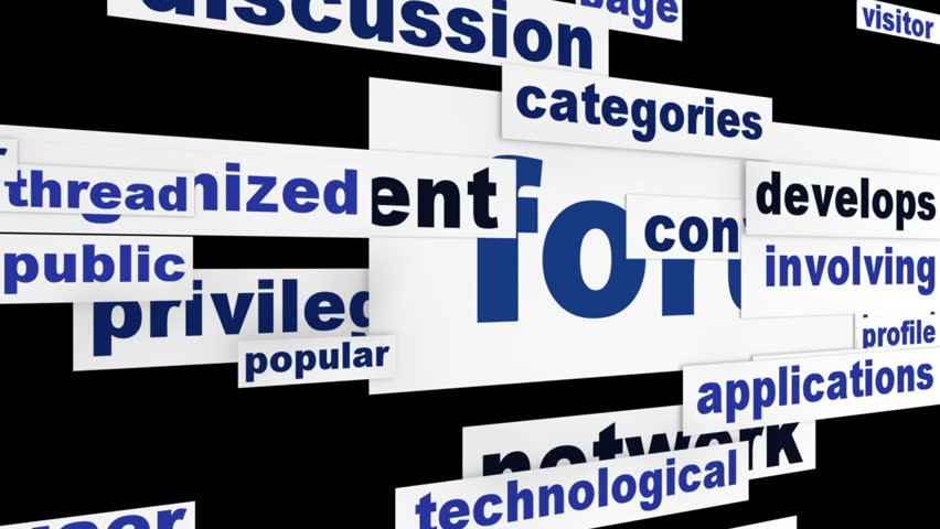Forum word clouds animation. Online public discussion message background