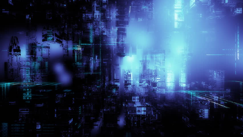 3d flight through cyberspace. Seamless loop.
