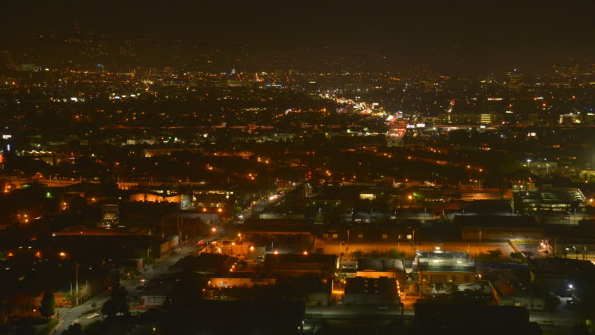 Night Cityscape Timelapse 05 Los Angeles & Beverly Hills in fog