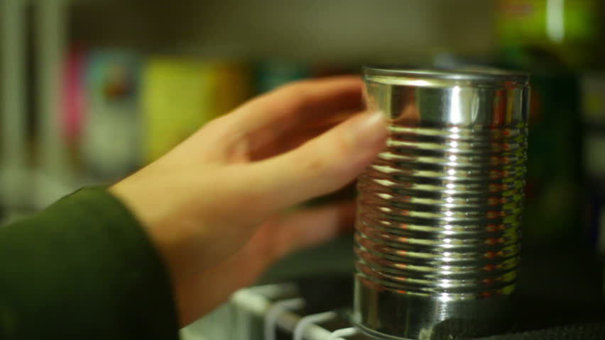 Canned food in storage or a store.
