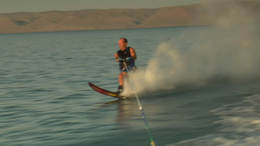 man waterskiing