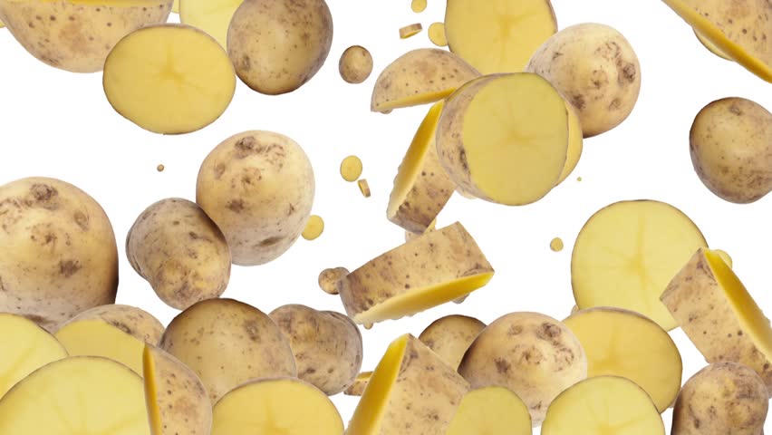 Falling Potatoes as background video with black Alpha video (from 0:15 to 0:30)