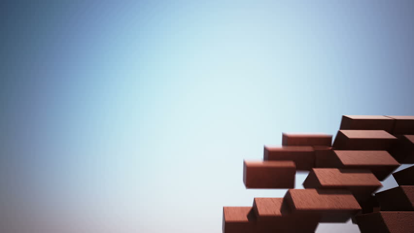 CG animation of high brick wall building up.