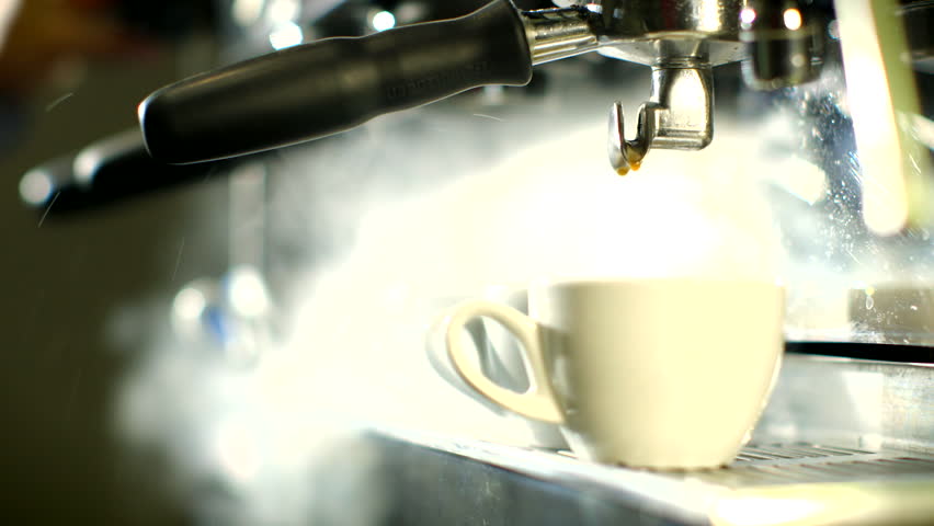 Blast of steam on coffee machine   