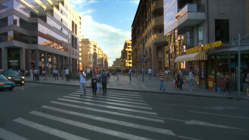 Yerevan, Armenia - CIRCA 2012: Armenian people walking at Northern avenue, Yerevan