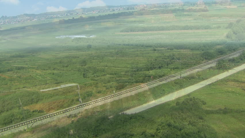 Aerial shot of green lowland