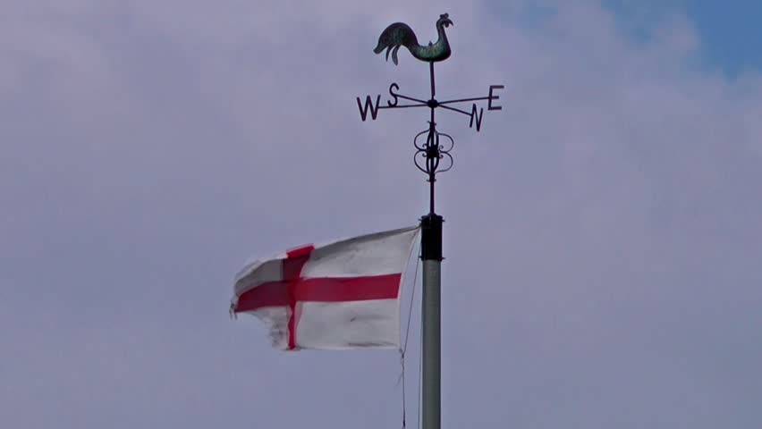 English Country Church - Weather Vane and Flag - St Lawrence Church, Gnosall, Staffordshire, England