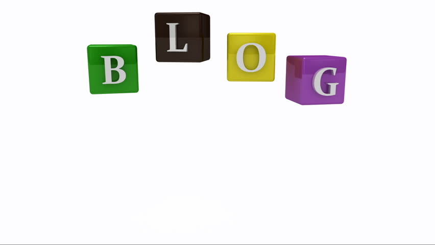 Blog writing on colored rotating cubes. Footage 1080p
