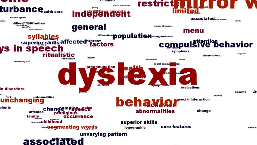 Dyslexia disorder medical words symbol isolated on white background. learning disability design