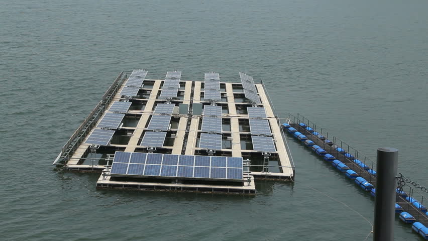 Solar power plant in the water. 