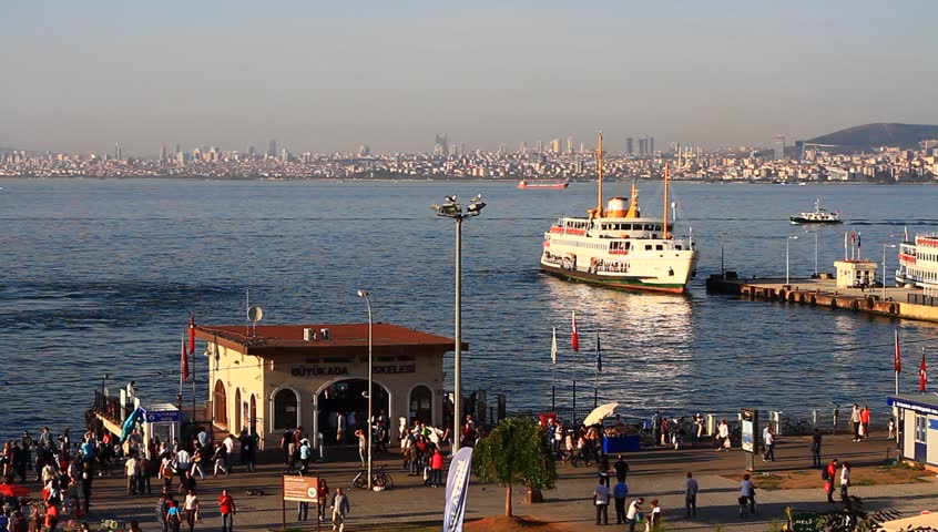 ISTANBUL - OCT 14: Port of Buyukada on October 14, 2012 in Istanbul. Buyukada is the largest of the nine of Prince Islands in the Marmara Sea, near Istanbul. Port of Buyukada
