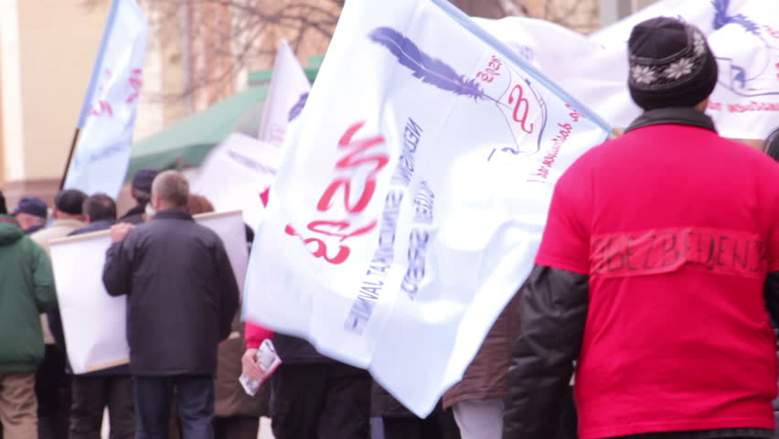 ZRENJANIN, SERBIA - APRIL 4:
Dissatisfied workers demonstrating on unemployment and financial problems on April 4, 2013 in Zrenjanin, Serbia.