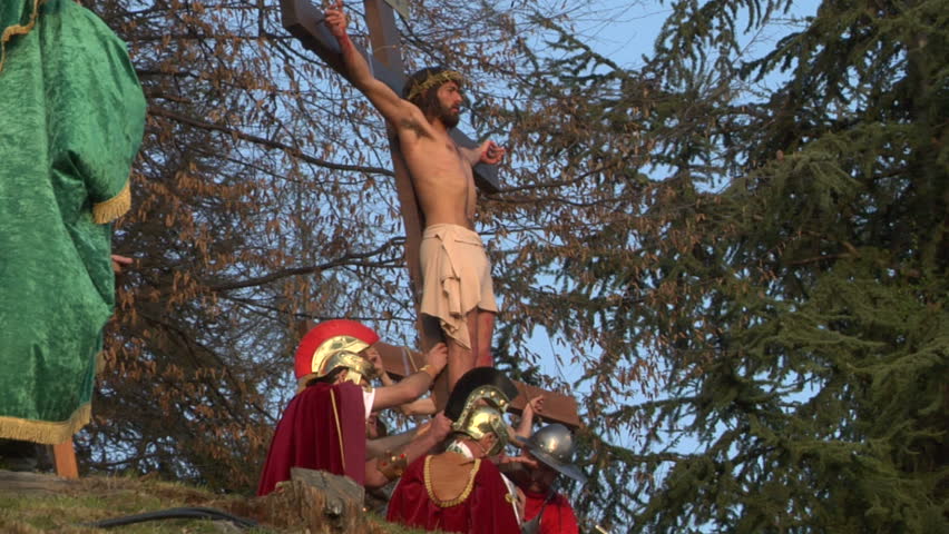 ROMAGNANO SESIA, ITALY - march 31: Via Crucis (Way of the Cross). Representation of Jesus crucifixion on March 31, 2013 in Romagnano Sesia, Italy