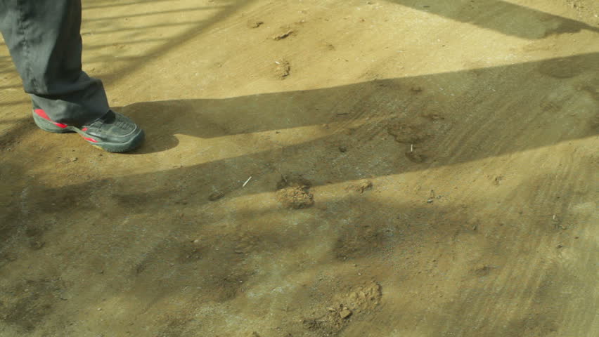 sweeping dirt on the pavement, could be  a zookeeper concept