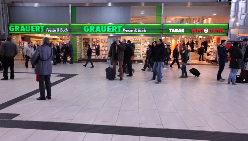DUSSELDORF, GERMANY â MARCH 8: The Central station offers all modes of rail transport and is frequented by more than a quarter million passengers per day. March 8, 2013,  DÃ¼sseldorf, Germany
