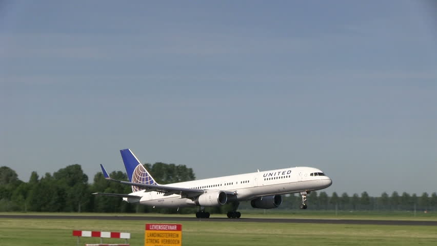 SCHIPHOL, AMSTERDAM, THE NETHERLANDS - MAY 25: Continental airlines plane taking off on May 25, 2012 in Schiphol, Amsterdam, The Netherlands