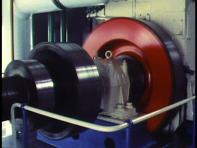 Holland, The Netherlands, Pumping station, modern hydro equipment, close up of spinning red wheel