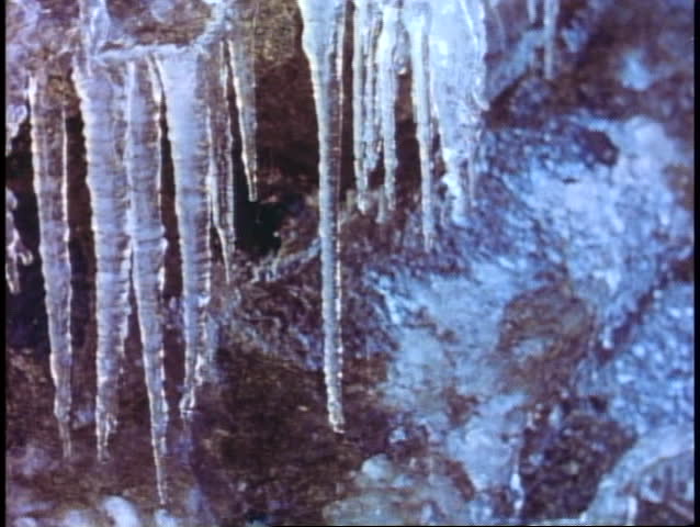 Yosemite National Park, California, close up icicles dripping, winter scene