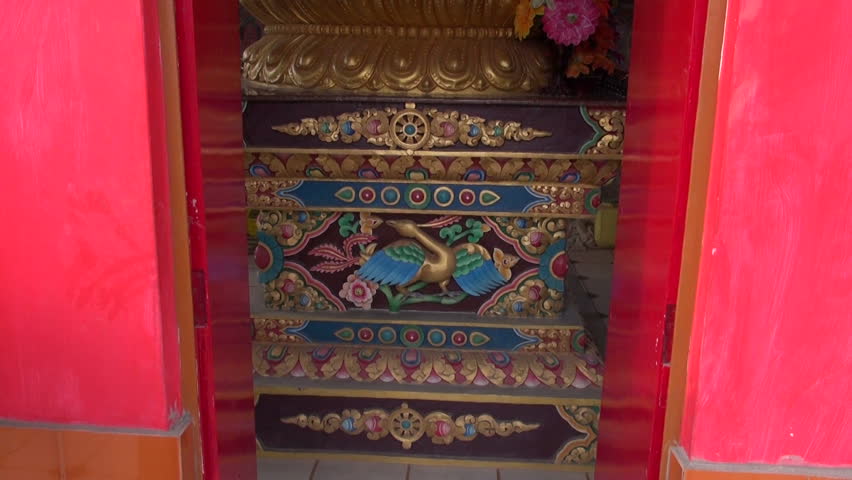 buddhist temple ornate decorations in Dharamsala, India