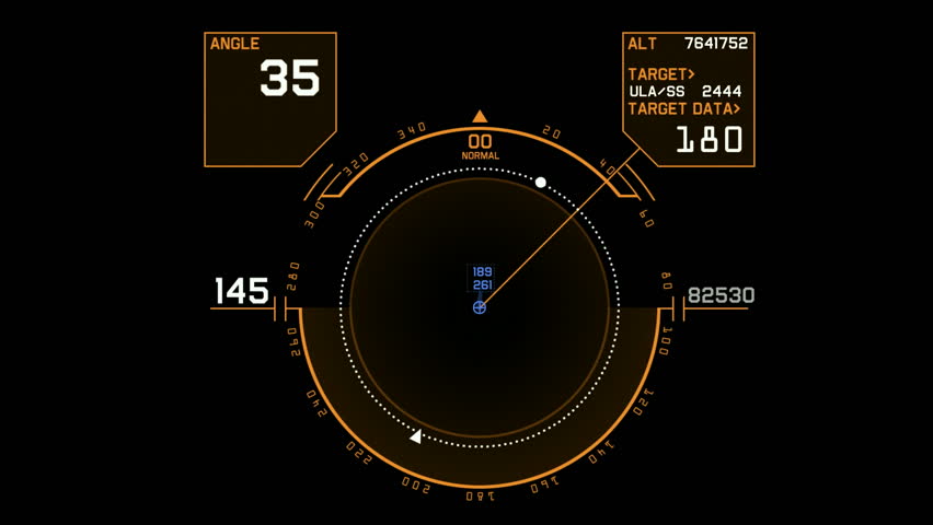 Radar GPS navigation screen display,tech computer software panel.