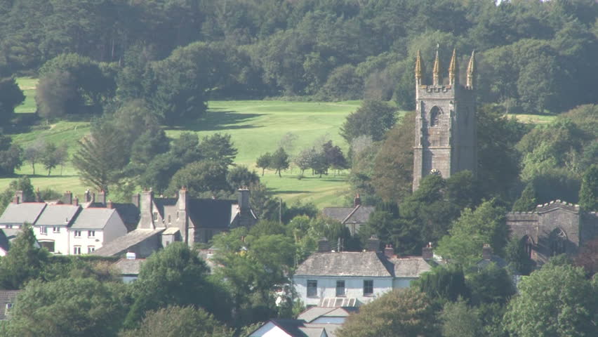 The Parish Church of St Stephen in Cornwall, a typical English rural village scene.