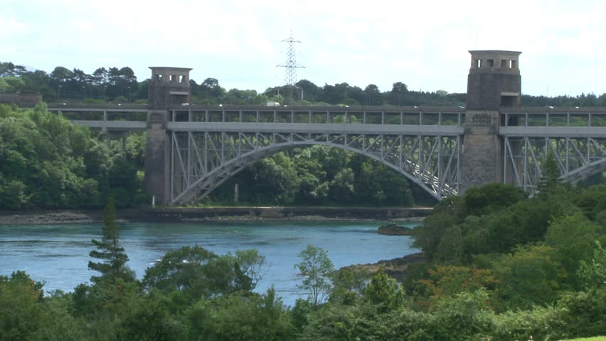 The Robert Stephenson built Britannia Bridge carrying both rail and road traffic to Anglesey.