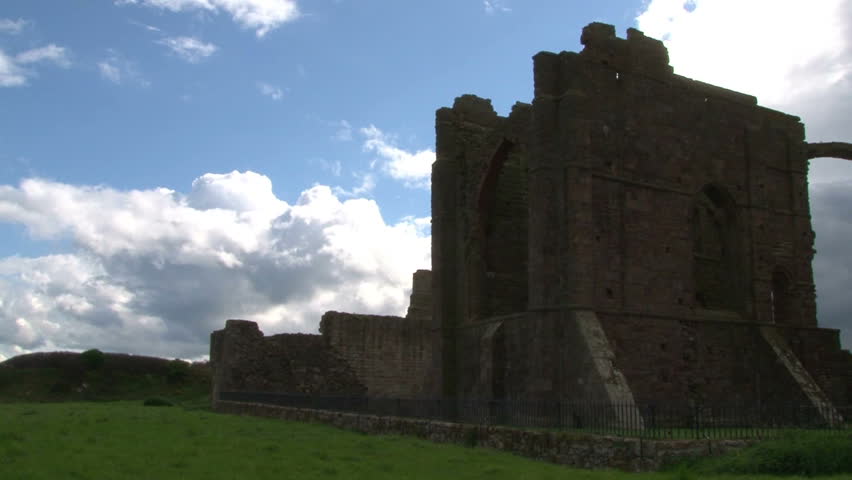 Ruins of Lindisfarne Priory on Holy Island of the north east coast of Britain.