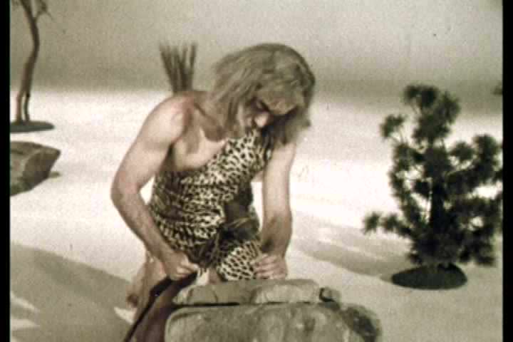 1960s - A strange reenactment of cavemen inventing communication ends with sore feet'