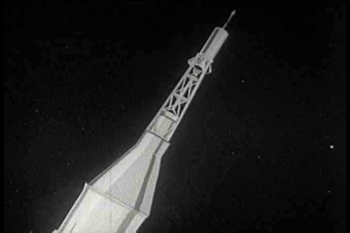 1950s - A chimpanzee is rocketed into space during an early test flight by NASA in the 1950s. Includes some good animation of early rocket launches.