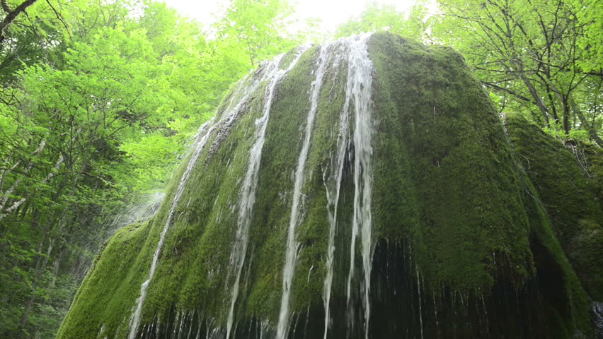Waterfall Silver streams in Crimea. Ukraine