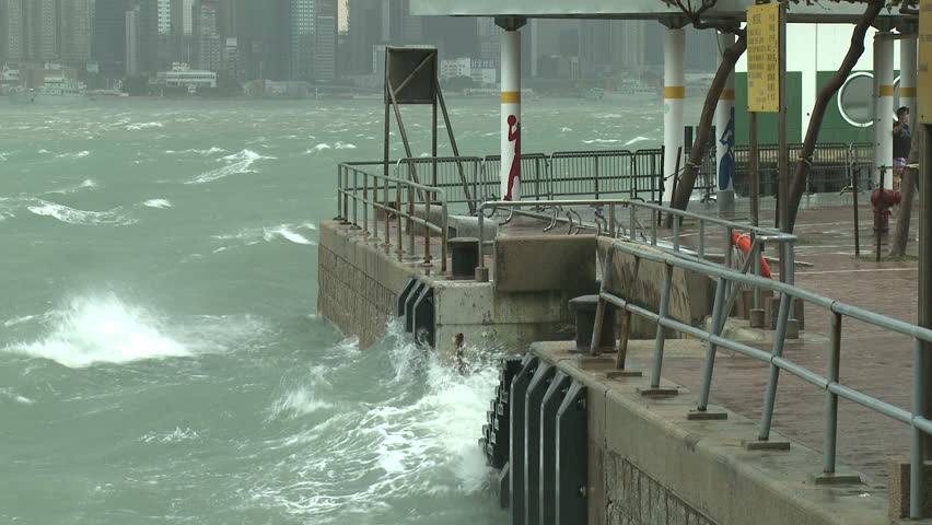 Stormy Seas Lash Waterfront During Tropical Storm - Full HD 1920x1080 30p shot on Sony EX1.