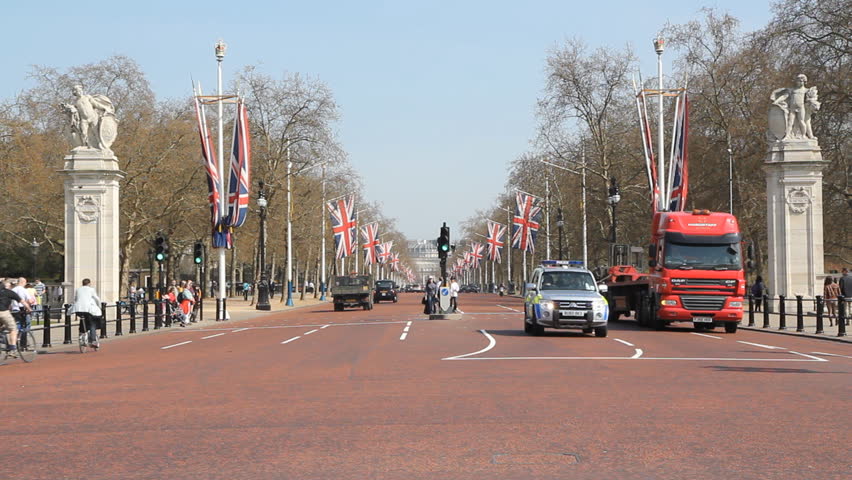 LONDON, UK on APRIL 2nd: Police car passing on The Mall on April 2nd, 2012. The Metropolitan Police Service responsibilities include protecting the royal family.