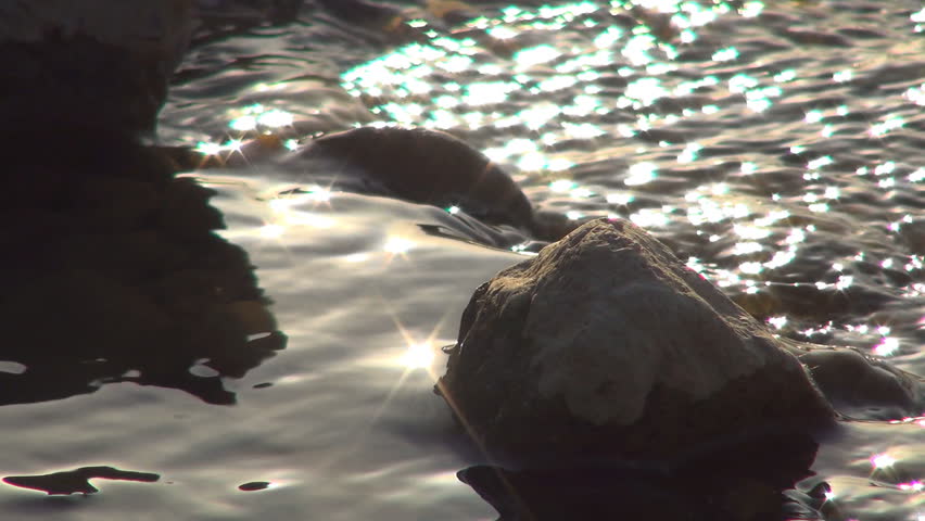 Sunlight Reflection in River, Star Reflections on Stream, Running Water, Sunset