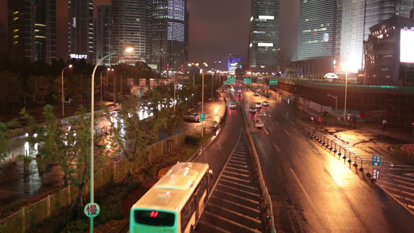 shot of cars at night in an urban landscape
