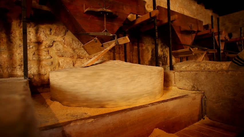 Traditional stone mill processing grains into flour, in Dalmatia, Croatia