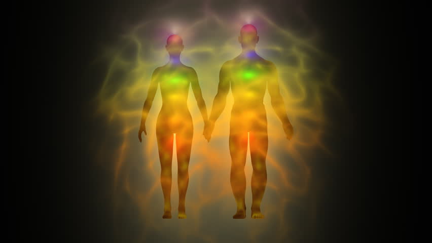 Woman and man energy body, aura, chakras
