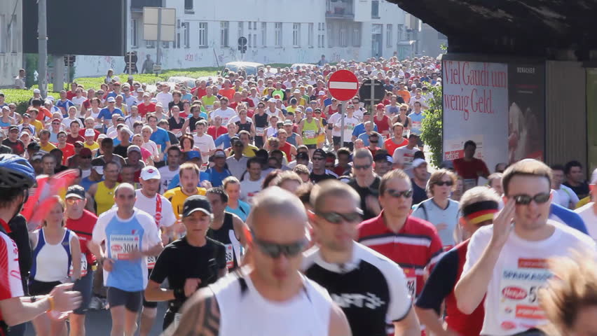 VIENNA - April19: mass of marathon runners on track of Vienna City Marathon April 19 in Vienna, Austria