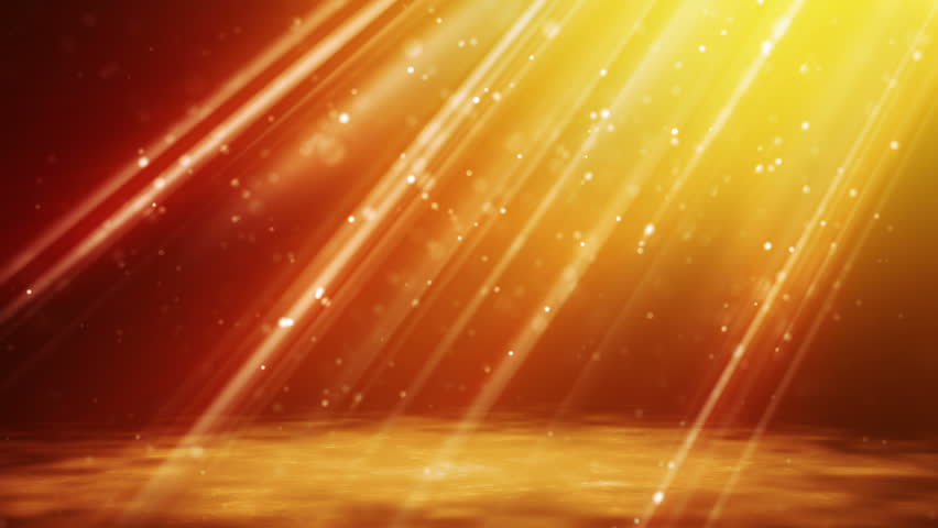 loopable background flying gold particles in light beams