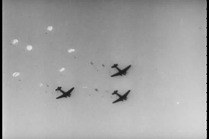 1940s - New parachutes are tested in World War II.