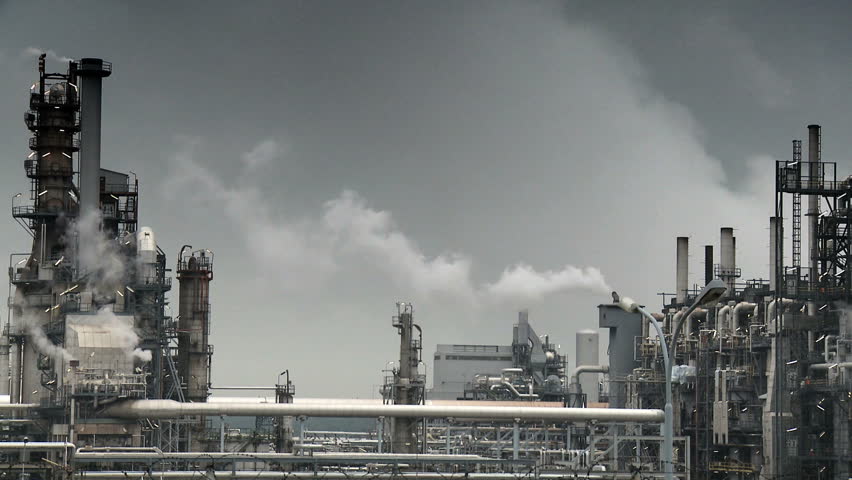 Oil refinery pumping smoke into the atmosphere